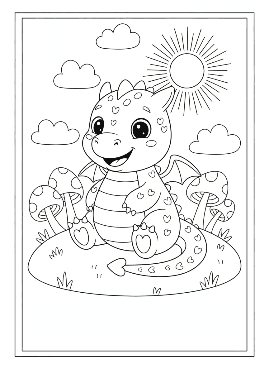 Cute Dragon Coloring Page